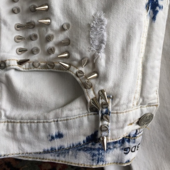 SALE BDG Spike Twig Jeans Bleached Skinny Studded - Picture 7 of 8